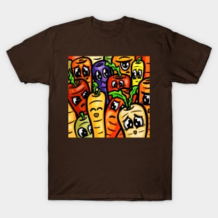 Carrots Many Colorful Carrots Cartoon Illustration T-Shirt